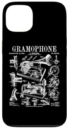Custodia per iPhone 13 Grammofono Vinile Record Amante Musicista DJ Brevetto Vintage