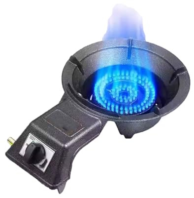 Fornello A Gas Portatile Da 40 Cm, Piano Cottura Ad Alta Potenza Con Anello Fuoco 5, KW, Bruciatore Wok Commerciale For Impieghi Pesanti, Griglia For Pentole In Ferro E Protezione(LPG)