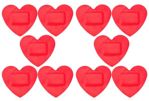 Hoement 10 Vendajes Adhesivos en Forma de Corazón para Pequeñas Heridas, Transpirables y Fáciles de Rasgar, Ideales para Cuidado Diario