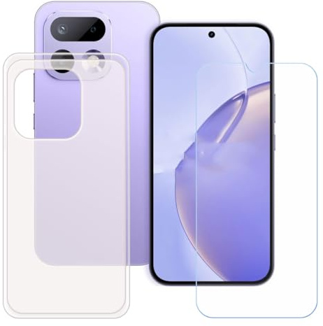 BMPNLSZ Funda para Realme 16 Pro 5G Screen Protector, Translúcido Suave Silicona TPU Canica Carcasa Caso Case + Cristal Templado Film Vidrio (6,78)