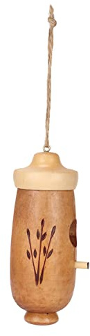 aqxreight Casa Colgante de Boj Natural para Exteriores, Interiores, Decoración de Jardín, Fondo Cuádruple, Fácil de Atraer Pájaros Anidados (Parte Inferior con Anillo)
