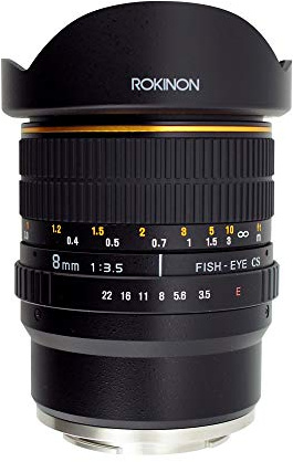 Rokinon FE8M-NEX 8mm f/3.5 Fischaugenobjektiv für Sony E-Mount Kameras (NEX und VG10), Schwarz