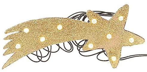 Rossi Rosa Stella Cometa Oro con Luci – Decorazione Luminosa per Presepe – Finitura Glitterata – Made in Italy