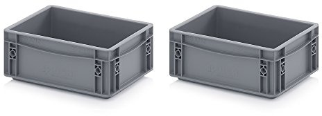 Auer Packaging 2 x eurobehållare 30 x 20 x 12 grå inkl. gratis tumstock set om 2