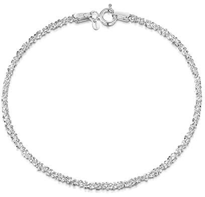 Amberta 925 Sterlingsilber Damen-Armkette - Popcorn-Kette Armband - 2 mm Breite - Verschiedene Längen: 18 19 cm (19cm)