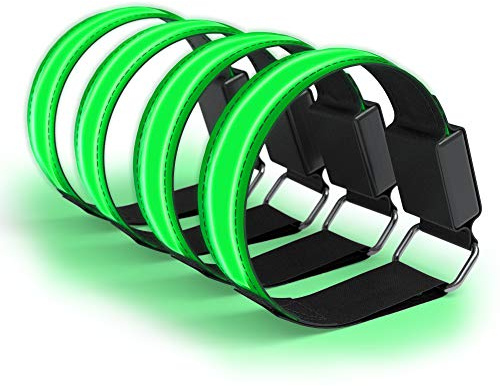 EAZY CASE 4 x LED Armband - Klettarmband mit 3 verschiedenen Modi, Leuchtarmband zur besseren Sichtbarkeit beim Joggen, Radfahren, Reflektor ideal für Kinder und Aktivitäten in der Dunkelheit
