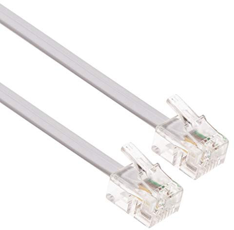 CAVO ADSL 15 metri Telefono Estensione Spina Internet ad Alta Velocità Telecom a Banda Larga Maschio a Maschio Router e Modem a RJ11 Presa Telefonica, Microfiltro, Filo di Rete Fissa (Bianco)