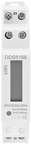 LCD Digitaler Stromzähler, DDS5188 Stromzähler Wechselstromzähler Einphasig DIN Schiene 5-30A Elektronische Energie KWh Meter für Hutschiene
