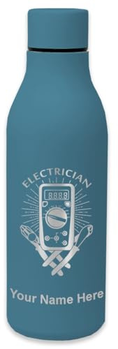 LaserGram Double Wall Stainless Steel Water Bottle, Electrician, Personalized Engraving Included (Slate Blue)
