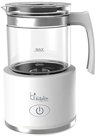 Bkitchen Milk 250 Glas Milchaufschäumer mit One Touch Funktion und Funktionsanzeige, 250 ml, weiß