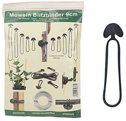 MOWEIN 50 Blitzbinder 9cm - Pflanzenbinder für Gartenbau und Haushalt | Kabelbinder | Schlauchbinder | Universalbindung aus Gummi | 50 Stück | UV-beständig und elastisch | wiederverschließbar