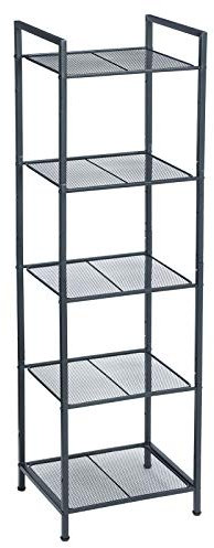 SONGMICS Badezimmerregal aus Metall, Küchenregal, 5 Ebenen, Badregal, Standregal, Pflanzenregal, erweiterbar, verstellbare Ablagen, Industrie-Design, für Badezimmer, Küche, schwarz BSC35BK