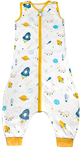 FLYISH DIRECT Saco de Dormir para bebé con pies, Saco de Dormir 100% algodón con pies, Saco de Dormir para bebé sin Mangas de 0,5 TOG con piernas, pañal portátil Transpirable para bebé
