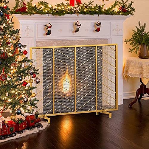 FUFU Grille de protection en maille pour cheminée - Grille de sécurité contre les étincelles - Pour bois et charbon - 100 x 23 x 80 cm - Décoration de chambre à coucher