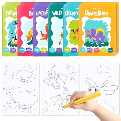 THE TWIDDLERS 24 Mini Colouring Books for Kids, A6 Paper Size - Fun Assorted Animal Designs, Mini Books for Party Bags, Children Art Activity Gift Set, Unisex Party Favours