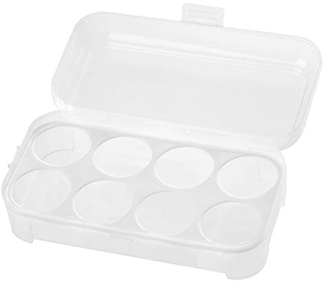 Egg Storage Holder Case Tray Plastic Fridge Freezer Eggs Container Storage Box Organiser Refrigerator Dispenser with Lid Carry Box Picnic Camping Outdoor Egg Carrier Travel Portable 8 Grid Clear 1pc