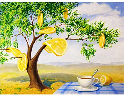 DIY 5D Diamond Painting Bilder Set für Erwachsene Kinder, Square Drill Orangenbaum 45x55cm Groß Diamant Malerei Stickerei Voll Strass Kreuz Stich Mosaik Gemälde Wanddekor Kunsthandwerk Geschenk
