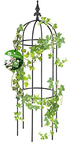 KADAX Rankobelisk aus pulverbeschichtetem Stahl, 3D-Rankobelisk, Rankhilfe, Obelisk, freistehende Ranksäule, Rankobelisk, Rankturm, Rankgitter (H: 80 cm, Rund)