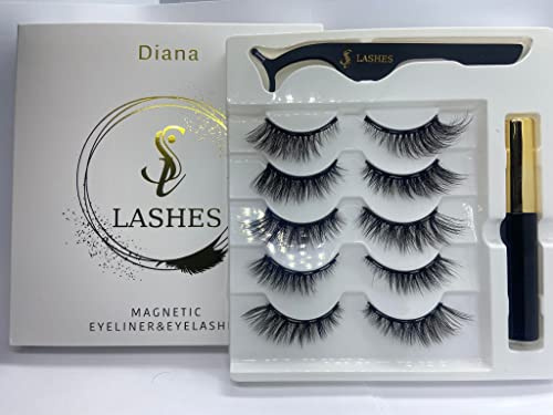 SiLashes Magnetic Eyelashes Kit | Russian Volume Lash Extension Look | Lash Kit with Black Magnetic Eyeliner & Lash Applicator | Cat Look | Natural Look | Magnetic Lash & Liner Set |