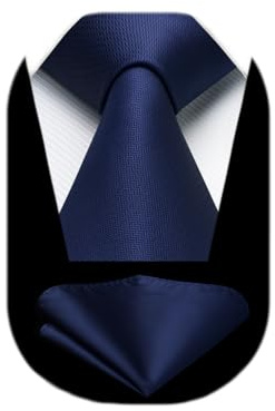 HISDERN Krawatten für Herren Hochzeit Krawatte mit Einstecktuch Klassisch Plaid Hahnentritt Business Krawatten & Taschentuch Set