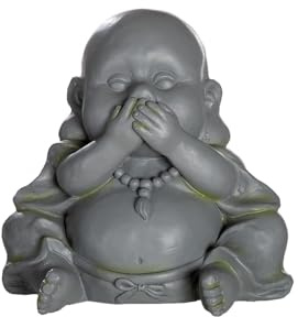 GILDE Figur Nichts Sagen - Buddha - Höhe 37 cm - Magnesia - grau - Dekoration - Skulptur - Wohnaccessoire - Meditation