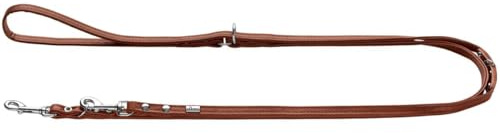 HUNTER Verstellbare Hundeführleine Canadian UP, Farbe: Cognac, weiches, geschmeidiges Leder, 3-Fach verstellbar, nachhaltig, Made in Germany, Größe: 8/200