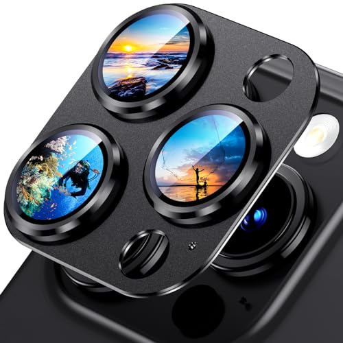 Uyiton für iPhone 15 Pro/iPhone 15 Pro Max Kameraschutz, [Einteiliges Design] Anti-Kratzer Kamera Schutz Linsenschutz Schutzglas für iPhone 15 Pro/iPhone 15 Pro Max Schwarz