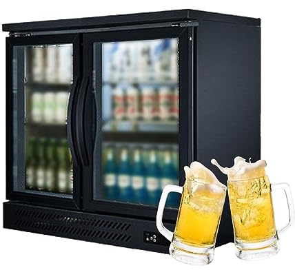Bar Cooler Commercial Counter Height Refrigerator With Glass Door, 36in Beverage Cooler Undercounter Refrigerator, Commercial Display Fridge, Auto-defrost,Eco-friendly Compressor ( Color : Double Door
