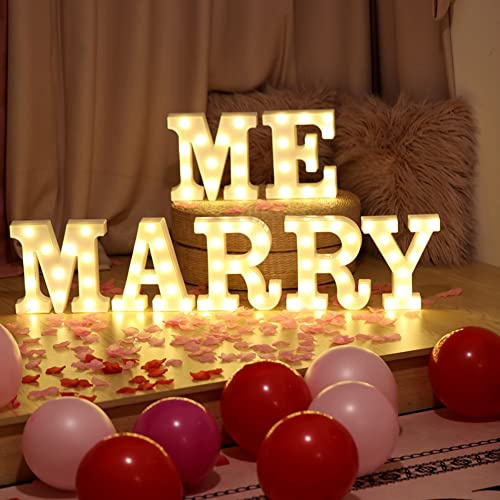 Hodeffior Marry Me Sign, Big Romantic LED Sign, Marry Me LED Lights, Will You Marry Me LED Lights, LED Marquee Letters with Lights for Proposal Wedding Party Decor