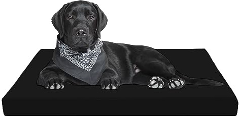 A ATH COLLECTION Waterproof Dog Bed Cushion Orthopaedic Pet Bed and Mattress Indoor Outdoor with Washable & Removable Zipped Cover Gifts for Dog (Large (108 x 72 x 5cm), Black)