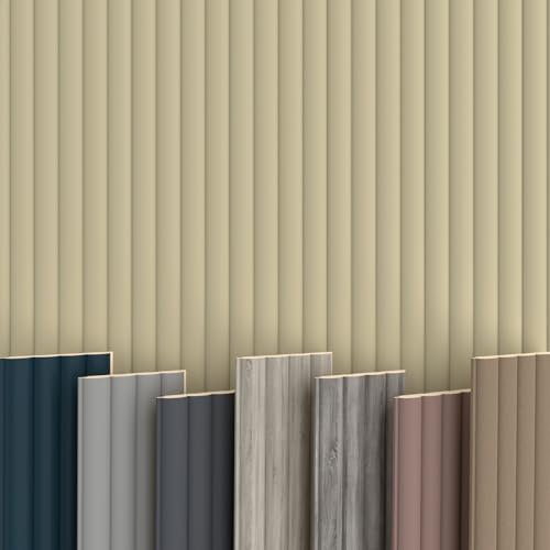 WAVE Lamellen 2,75m HEXIM - MDF Holz Lamellenwand Wandpaneele Lamellenverkleidung Wandverkleidung Lamellenpaneele Holzpaneele Natur (4 Paneele & Zubehör, Wave De Luxe Palomino)