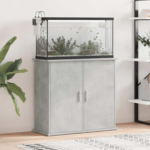 Homgoday Aquariumständer Aquarium Tisch Aquarium Unterschrank Aquarienunterschrank Terrarium Schrank Aquarien Schrank Betongrau 81x36x73 cm Holzwerkstoff