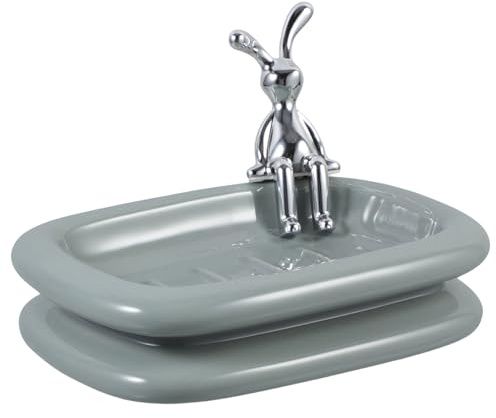 Kreative Keramik Seifenschale im Hasen-Design für Badezimmer und Dusche Platzsparend Multifunktional als Seifenhalter oder Aufbewahrung für Kleine Gegenstände