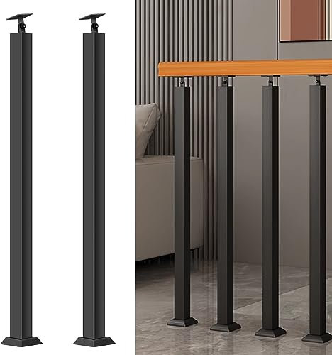 85/90/100 cm Treppengeländerpfosten zur Frontmontage, für den Innen- und Außenbereich, um 270° verstellbare Metallgeländerpfosten, Treppengeländer mit Schraubenset für Terrasse, Balkon und Veranda
