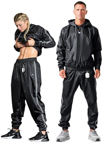 Elite Sports Sauna Suit for Weight Loss Men & Women Boxing MMA Wrestlers Gym Sweat Hoodie Sauna Suits Wrap Full Body Workout (Black, XX-Large)