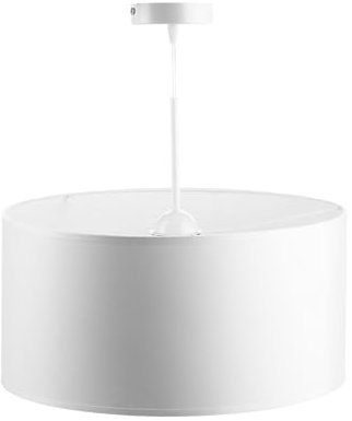 Miratic Lampada a Sospensione Lunga con Sorgente Luminosa Sostituibile E27 max. 60W (non inclusa) Paralume in Tessuto (bianco)