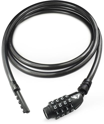 MARQUE Straight Combination Bike Lock Cable - 3/8 inch (5FT, 10FT, 15FT, 25FT) Resettable Combination Lock, Anti-Theft Security Cable for Bicycles, Kayaks, Paddle Boards and Outdoor Gear (05 FT)