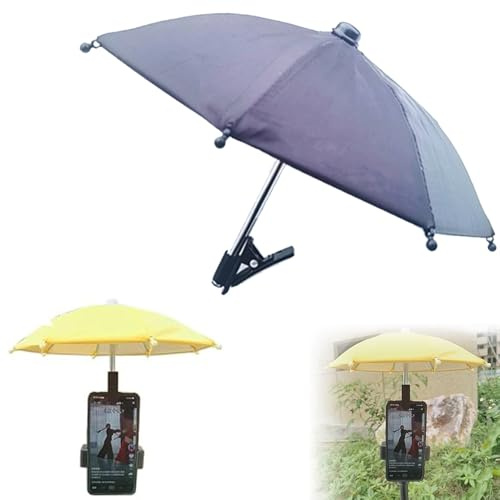 RUIYUE Phone Umbrella, 2024New UV Protection Phone Umbrella for Sun,Universal Adjustable Suction Cup Phone Stand Umbrella for Phone,Sun Shade Cover Cell Phone Umbrella Sun Shade (Black)