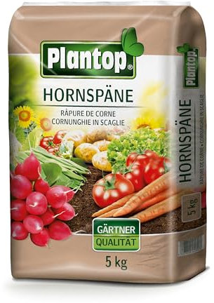 Plantop Hornspäne, natürlich organischer Stickstoffdünger mit Sofort- und Langzeitwirkung, 5 kg