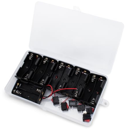 Innfeeltech 6 Porte - Piles AA 2 x 1,5 V, boîte Porte - Piles avec 6 interrupteurs