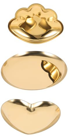 POVVFRTY 3 Stück Edelstahl-Schmucktablett Edelstahl-Ringhalter Ringschalenhalter Edelstahlplatte Edelstahl-Schmuckhalter Schmucktablett Ohrringhalter Metall/3962