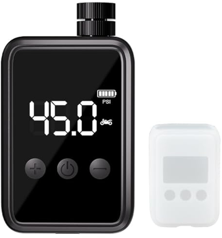 ANCLLO Elektrisk minicykelpump, bärbar cykelluftpump, 150 PSI med digital tryckmätare, minicykelpump för cyklar, motorcyklar, bollar, uppladdningsbar via USB-C