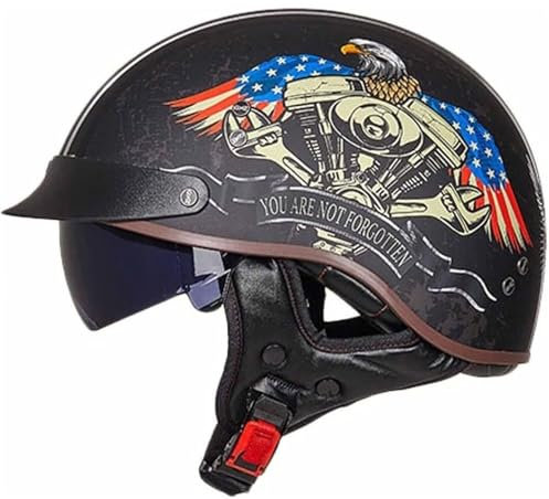 VVPEC Halbschalenhelm Halbhelme Mit ECE Genehmigt Motorradhelm Brain-Cap Halbschale Roller-Helm Scooter-Helm Chopper Helm Jet-Helm Helm Halbschale Retro for Erwachsene Herren Damen(10,M=57-58CM)