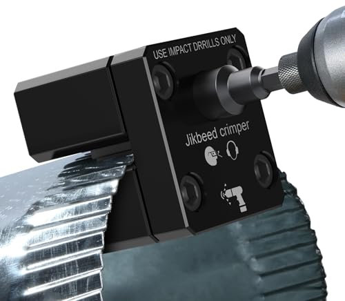 Jikbeed Crimpadora asistida por potencia de impacto, herramienta de crimpado HVAC para conductos metálicos redondos de 30-24 GA (0,41-0,71 mm)