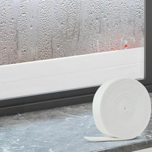 FuKuEn Condensation Absorbers Strip Absorbent Strips for Windows Condensation Absorbing Tape Window Moisture Absorbing Strip for Boat Windows Stop Wood Rot on Narrowboat Frames White 3cm*4m