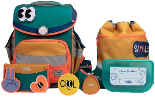 School Mood skolväskeset 6-TLG. Timeless Happy Emerald Happy Colours Collection, blå