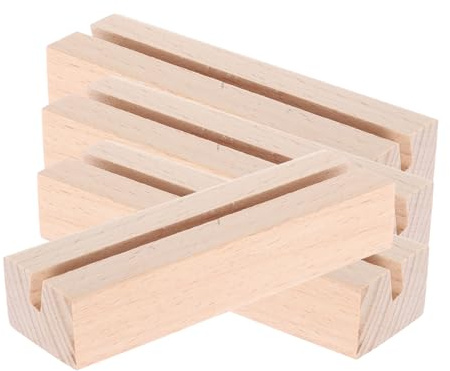 DIYEAH 4 Stück Tischkalender Basis Rustikale Kalenderhalter Namenskartenhalter Für Den Tisch Kartenständer Bild Steht Für Anzeige Karten Basis Kleiner Kartenhalter Holz Beige