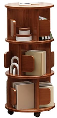 360° drehbares, bewegliches Bücherregal mit Rollen, 1 4 Etagen, schmales CD-Regal für kleine Räume, multifunktional, runder Organizer für Erwachsene, 3 Ebenen