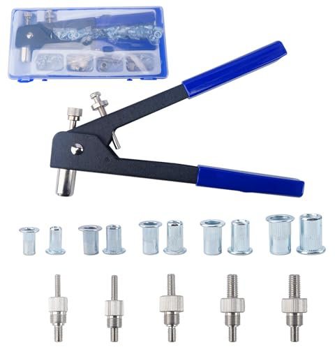 FOGAWA 86 Stück Nietzange Set Nietmutternzange Set Gewindeeinsatz Nietpistolen Werkzeug mit M3 M4 M5 M6 M8 Dorne und 80PCS Nietmuttern