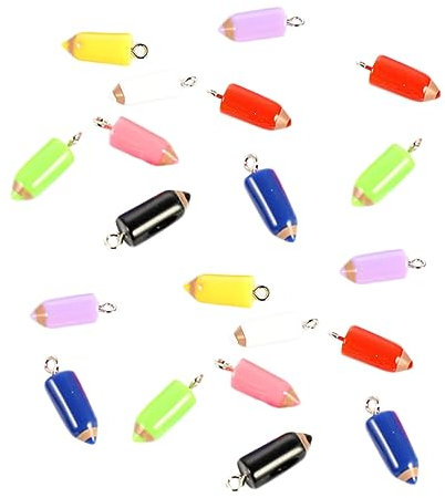 Angoily 20 Stück Charmeanhänger geschenkeidee Geschenkidee DIY Schmuckzubehör Handyanhänger Schmuck selber machen Bleistift-Anhänger Anhänger für Schmuck Bleistiftanhänger lustig bunt